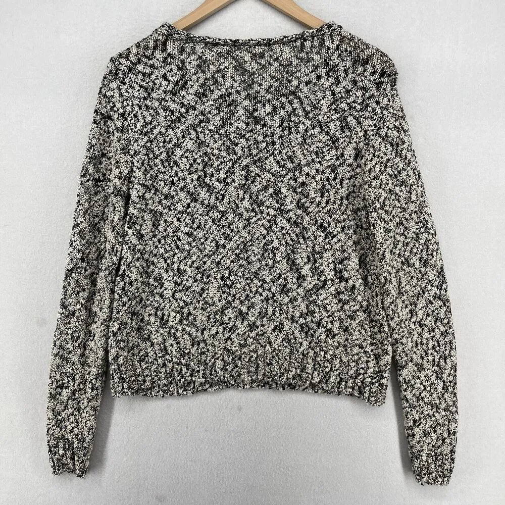 EILEEN FISHER Sweater M Cotton Viscose Slub Melange Chunky Knit Pullover Gray - Picture 2 of 16